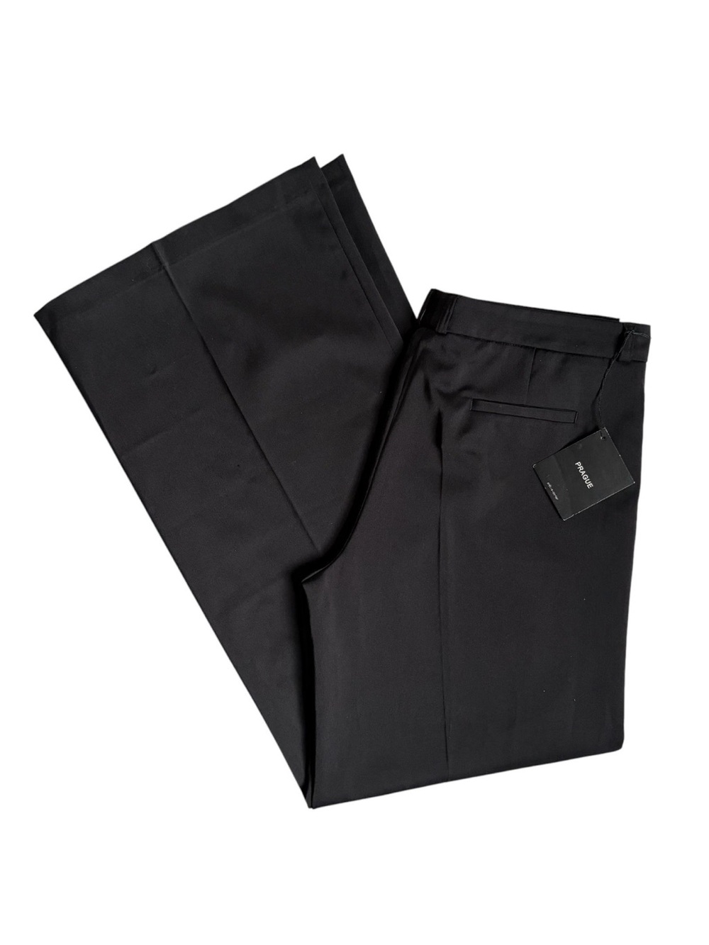 NWT PRAGUE Wide Leg Satin Dress Pants Trousers Women Sz 10 Black Modern Career